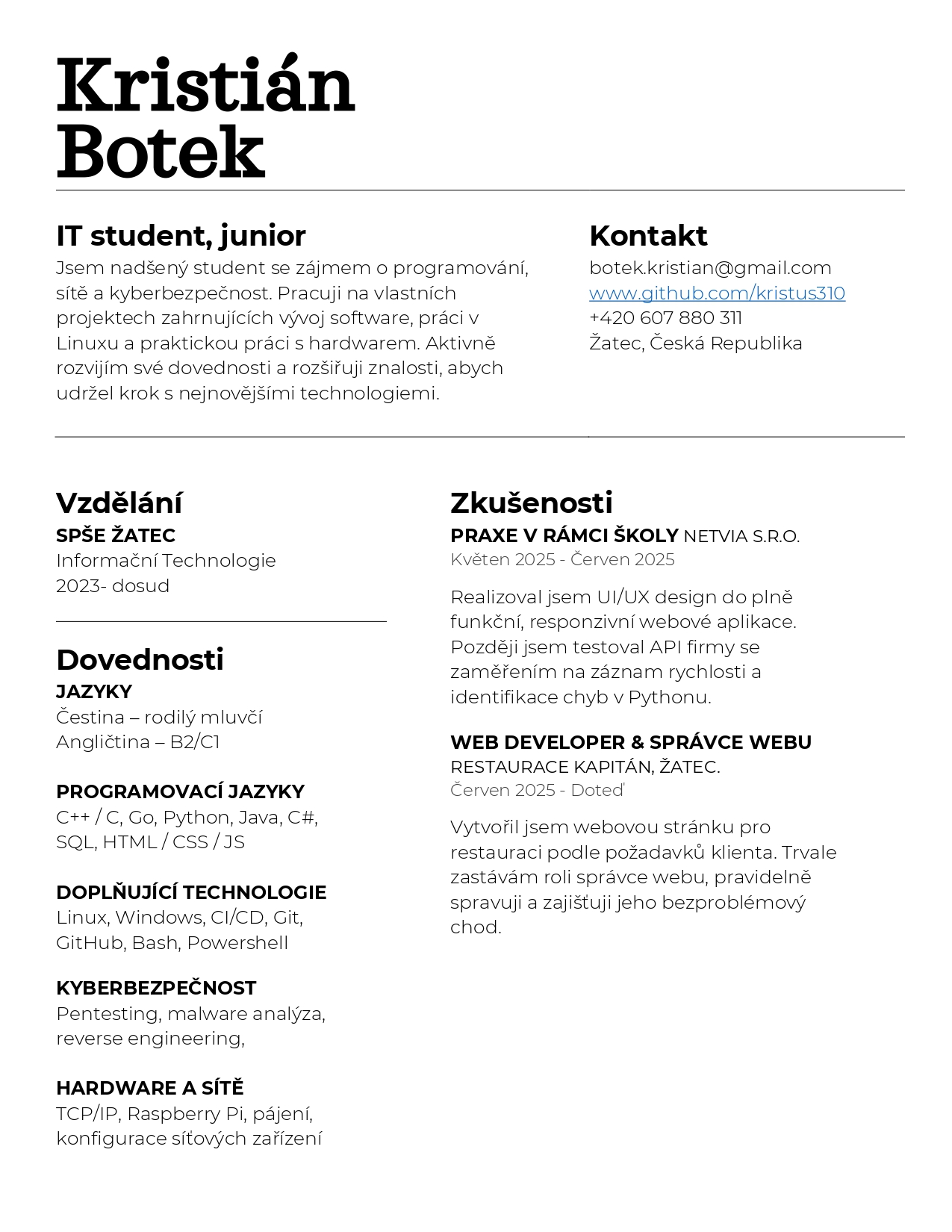 Resume - CV Botek